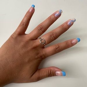 silver hexagon ring